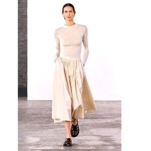 BASIC MOCK NECK WOOL AND SILK BLEND KNIT TOP